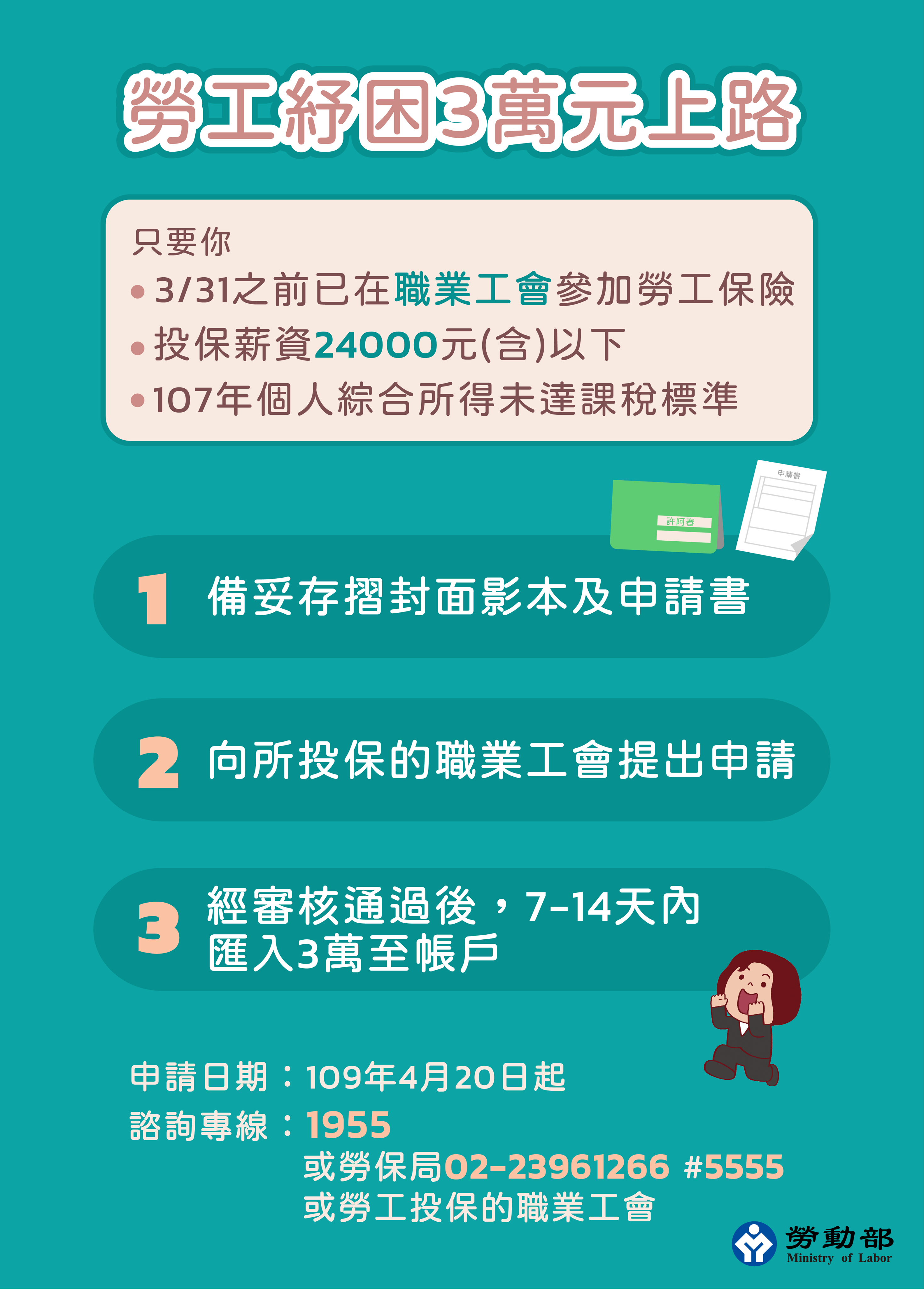 【行政院】紓困振興方案.4類自營業弱勢勞工優先補助持續更新