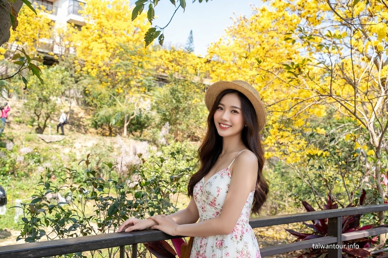 【峨眉湖環湖步道】新竹黃花風鈴木爆炸開！細茅埔吊橋、彌勒大佛、遊湖秘境一日遊