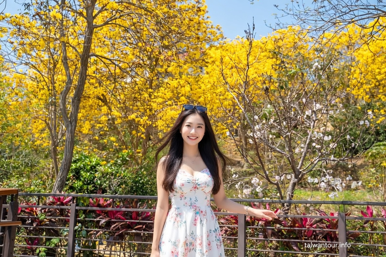 【峨眉湖環湖步道】新竹黃花風鈴木爆炸開！細茅埔吊橋、彌勒大佛、遊湖秘境一日遊