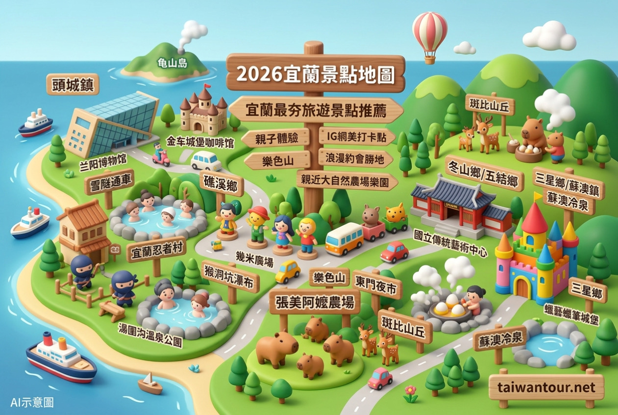 閱讀文章：【2026宜蘭景點地圖】宜蘭最夯旅遊景點推薦一.二日遊